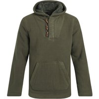 Weird Fish Inglewood Button Neck Grid Fleece Hoodie Fir Green Size S Weird Fish Inglewood Button Neck Grid Fleece Hoodie Fir Green Size S