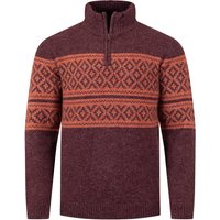 Weird Fish Kilnworth 1/4 Zip Fair Isle Jumper Mulled Wine Size S Weird Fish Kilnworth 1/4 Zip Fair Isle Jumper Mulled Wine Size S