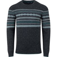 Weird Fish Orson Fair Isle Crew Neck Jumper Black Size XL