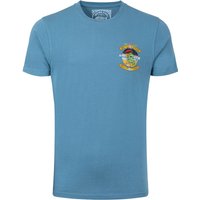 Weird Fish Cod and Chips Back Print Artist T-Shirt Washed Blue Size 4XL Weird Fish Cod and Chips Back Print Artist T-Shirt Washed Blue Size 4XL