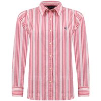 Weird Fish Roscoe Striped Boyfriend Shirt Flamingo Size 12 Weird Fish Roscoe Striped Boyfriend Shirt Flamingo Size 12