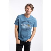 Weird Fish Fish Out Of Water Front Print Graphic T-Shirt Washed Blue Size 2XL Weird Fish Fish Out Of Water Front Print Graphic T-Shirt Washed Blue Size 2XL
