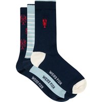 Weird Fish Parade Patterned Socks 3 Pack Navy Size 4-7 Weird Fish Parade Patterned Socks 3 Pack Navy Size 4-7
