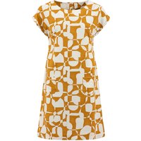 Weird Fish Orlando Printed Linen Rich Shift Dress Ochre Size 14