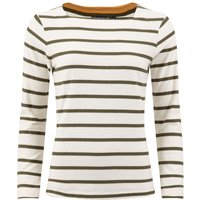 Weird Fish Saffira Cotton Jersey Stripe Top Military Green Size 14