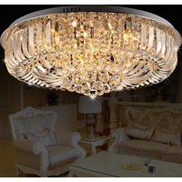 Round Curved 15-Light Crystal Flush Mount Ceiling Light in Chrome