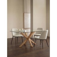 Kenay Cross Esstisch 160 cm Glas Massivholz 34% Rabatt