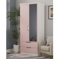 Haydn 2 Door 2 Drawer Mirrored Robe Pink White