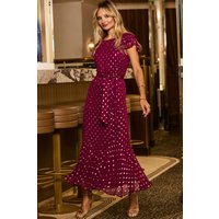 Metallic Frill Sleeve Dress