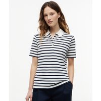 1985 Stripe Pique Polo SS Beige Navy