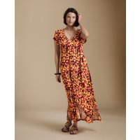 Printed Cap Sleeve Midi Dress Multi Coloured