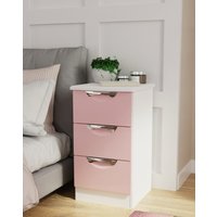 Haydn 3 Drawer Bedside Table - Pink and White