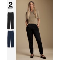 2 Pack Trousers Extra Short Black Navy XS
