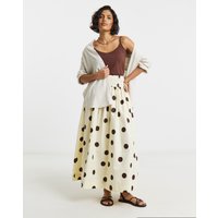 Spot Print Skirt Cream Brown