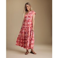 Petite Tiered Cotton Midi Dress Print