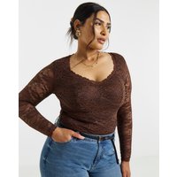 Lace Sweetheart Neckline LS Top