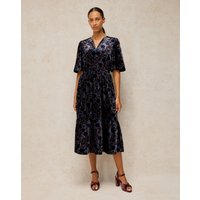 Nova Velvet Dress Blue Multi Coloured