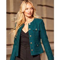 Collarless Boucle Jacket