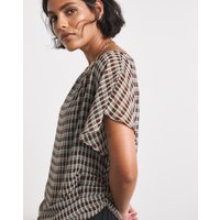 Check Chiffon Draped Top Check