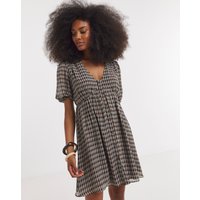 Check Button Through Skater Dress Check Print