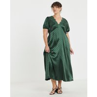 Gren Satin Lace Trim Tea Dress