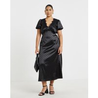 Spot Satin Tea Dress