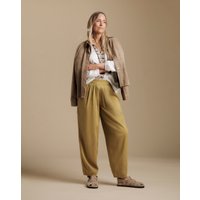 Petite Linen Tapered Trousers