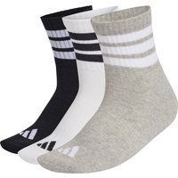 3 Stripes Essentials 3pk Socks Black Grey White 13 14 5