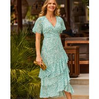 CHIFFON RUFFLE MIDI DRESS