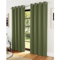 46x54" Olive Green Eyelet Nightfall Pair Room Darkening Supersoft Thermal Energy Saving & Noise Reducing Curtains Green