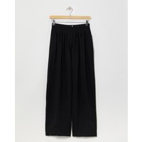 Herringbone Wide Leg Trousers in Black