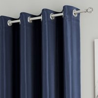 90x90" Eyelet Nightfall Pair Room Darkening Supersoft Thermal Energy Saving & Noise Reducing Curtains Blue