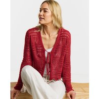 Sun Lay V Neck Tie Cardigan Knit Rhubarb