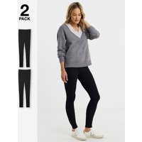 Cotton Rich 2 Pack Full Length Leggings Black Black 26R