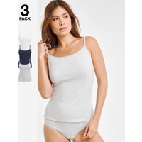 3 Pack Cotton Vests Grey White Navy 8 10