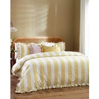 Birdie Stripe Ruffle Duvet Set Butter KING