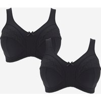 2 Pack Sally Minimiser Non Wired Bras Black Black 38J