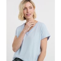 V-Neck Short Sleeve T-Shirt Blue - JD Williams - Size: 10