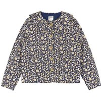 Joanie Clothing Brooke Navy Floral Print Quilted Collared Jacket Large UK 1618 Navy