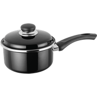 Judge Essentials Enamel, 16cm Saucepan, 1.6L, Non-Stick, Black