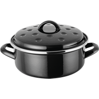 Judge Essentials Enamel, 20 x 6cm Round Roaster, 2L, Enamel, Black