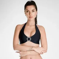 Lucky Cheeks | Shine In Black - Halternek-bikinitop - Zwart
