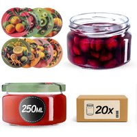 Słoiki na przetwory Denia 250ml 20szt fi 82 mm + wieczko "Egzotyczne owoce"