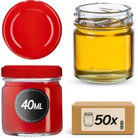 Słoiki na przetwory Halli 40ml 50szt 43 mm + wieczka czerwone