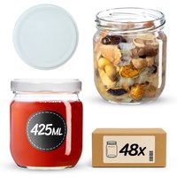 Słoiki na przetwory Salla 425ml 48szt fi 82 mm + wieczka białe