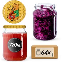Słoiki na przetwory Jukka 720ml 64szt fi 82 mm + wieczka "Miód"