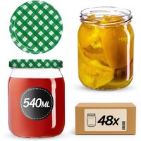 Słoiki Senna 540ml 48szt fi 82 mm + wieczka "Zielona Krata"