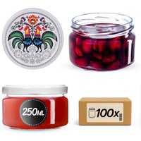 Słoiki na przetwory Denia 250ml 100szt fi 82 mm + wieczko "Kogut"