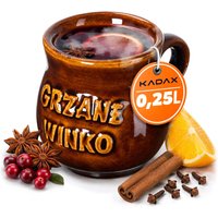 Kubek kamionkowy z uchem Olympia 0.25L z napisem "Grzane Winko"