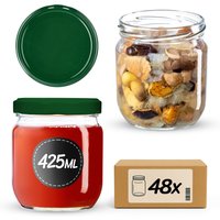Słoiki na przetwory Salla 425ml 48szt fi 82 mm + wieczka zielone
